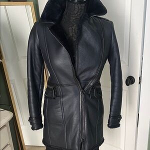 Navy Burberry Shearling Coat